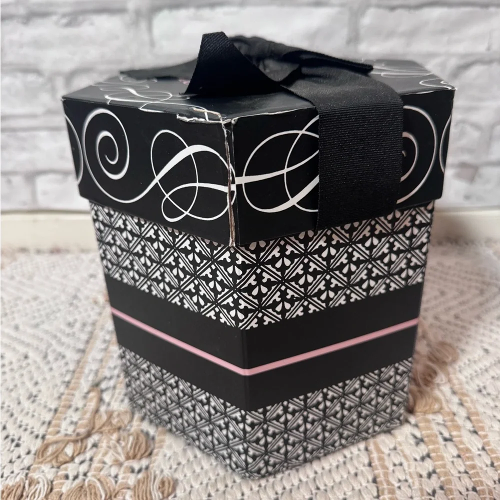Decorative Black Gift Box with Pink Accents